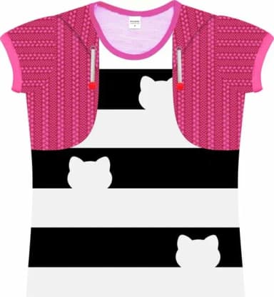 Camiseta Infantil Fantasia Menina Gato Listrada com Bolero Rosa