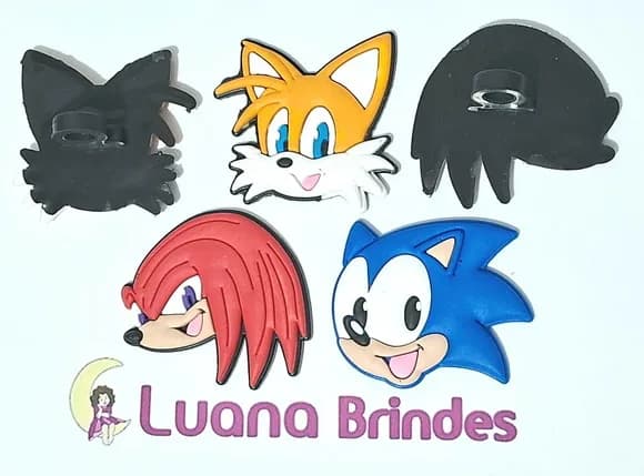 Ponteira P/lápis Chaveiro Turma do Sonic Pacotes C/6 Peças