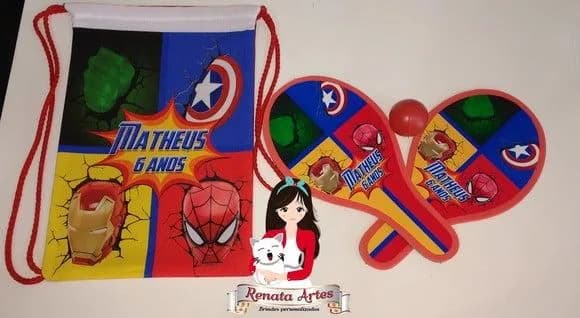 Mochila Ping Pong Tema os Vingadores + Homem Aranha