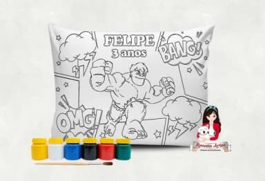 Almofada com Tinta para Colorir Hulk