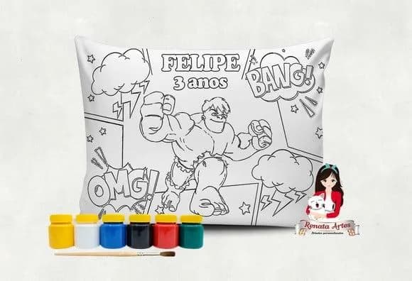 Almofada com Tinta para Colorir Hulk