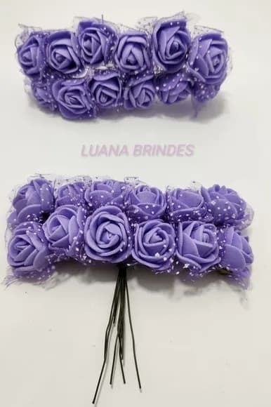 Buquês Flores de EVA Lilás 2 Unidades com 12 Flores Cada