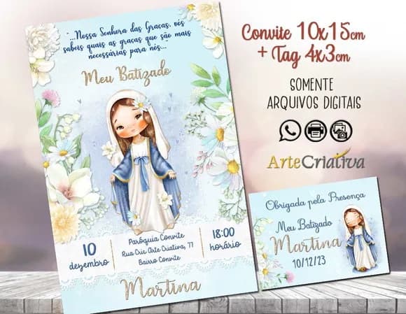 Convite Digital C/tag Batismo Nossa Senhora das Graças