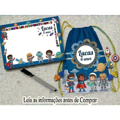 Kit Mochilinha e Lousa Magica personalizada lembrancinhas de aniversario infantil