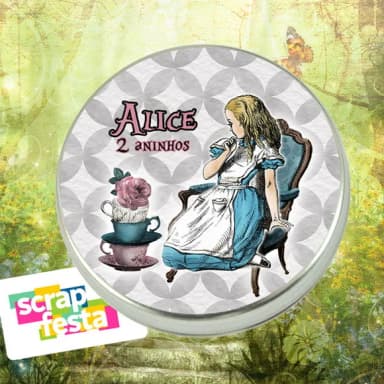 Latinha Personalizada Alice No País Das Maravilhas Aquarela