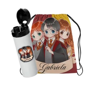 Kit mochilinha e garrafinha 500 ml