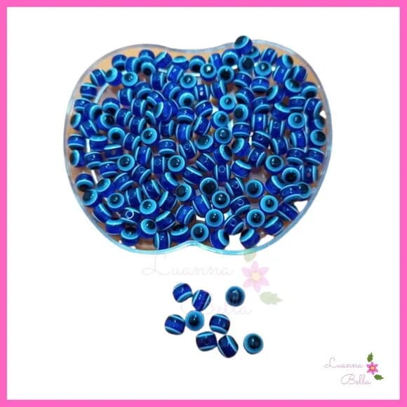 Bolinha Olho Grego Azul 10mm - Pacote c/50 unidades.