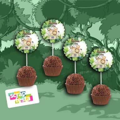 Topper Redondo 2,5 cm Escalopado para Docinho Festa Safari