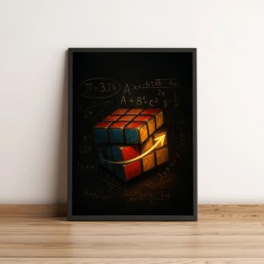 Quadro Cubo Mágico com Fórmulas Matemáticas 2674