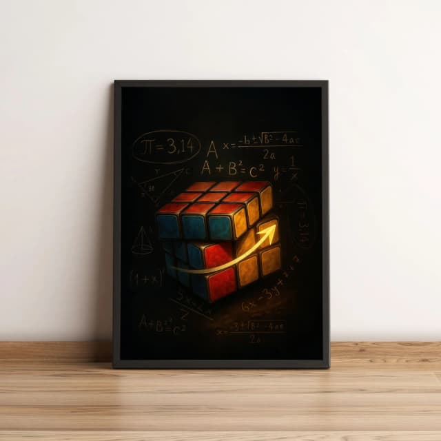 Quadro Cubo Mágico com Fórmulas Matemáticas 2674