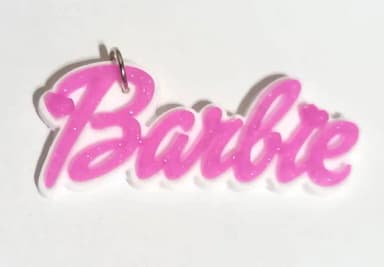 Pingentes Nome Barbie com Glitter Emborrachado - 6 Peças