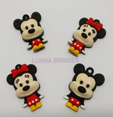 Pingente Emborrachado Mickey e Minnie - pct c/6 unidades
