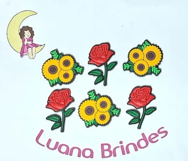 Aplique Flores Emborrachado Pacote com 6 Unidades
