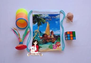 Mochila Brinquedos Retrô Tema Moana Barco