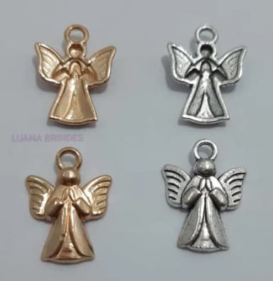 Ping Anjo da Guarda de Metal Dourado e Prata-pct C/12 Uni