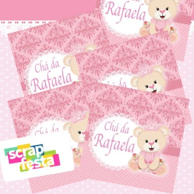 Adesivo Personalizado Quadrado 10x10 Chá de Menina Ursa