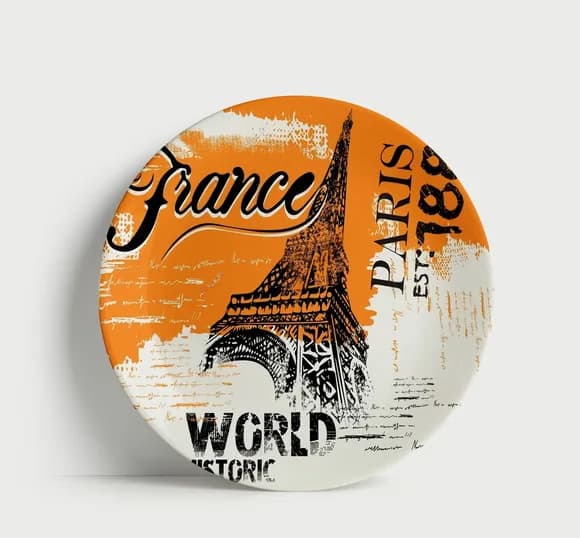 Prato Decorativo Paris França - Mesa ou Parede Vintage