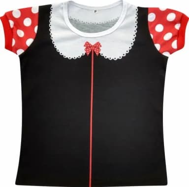 Blusa Adulto Estilo Ratinha Vermelha com Bolinhas