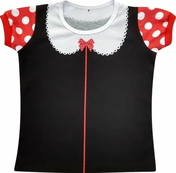 Blusa Adulto Estilo Ratinha Vermelha com Bolinhas