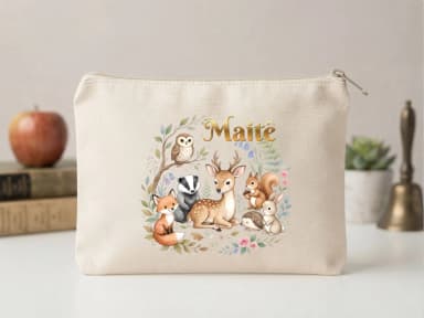 Lembrancinha Nécessaire Personalizada Algodão Cru 20x15 Estampa DTF Bosque Encantado