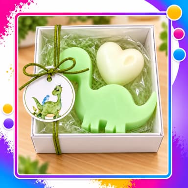 Lembrancinha Personalizada Dinossauro com Sabonetes – Festa Infantil