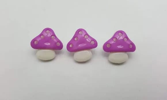 Aplique Botão de Cogumelo Lilás de 1,5cm - 20 unidades