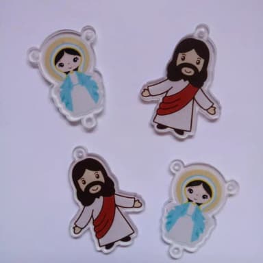 Kit Terço Jesus Ressuscitado e Graças Acrilico Azul 2 kits