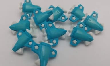 Aplique Botão de Avião Azul de 1,7cm - Pct C/ 20