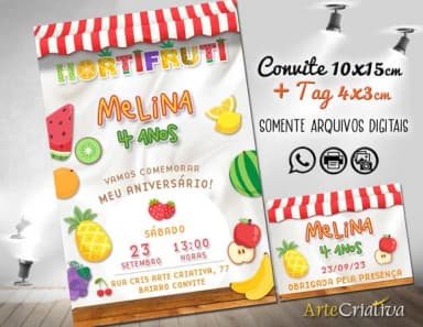 Convite Digital C/tag Frutas Quitandinha