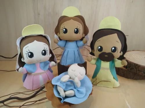 Kit - Presépio Natalino Sagrada Família com Anjo* Chat Chama