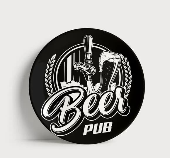 Prato Decorativo Bar & Pub - Tema Cerveja Vintage