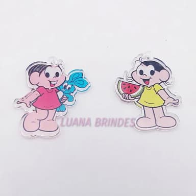Pingentes Mônica e Magali em acrilico - pct c/ 10 unidades