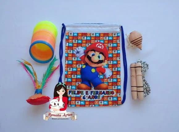 Mochila Boa Infância Tema Super Mario Bross