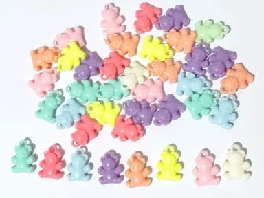 Pingente Ursinho Colorido Acrílico 2cm Pacote com 25 Unidade