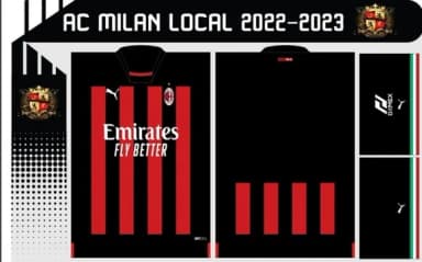 Vetor Da Camisa Ac Milan Local 2022-2023