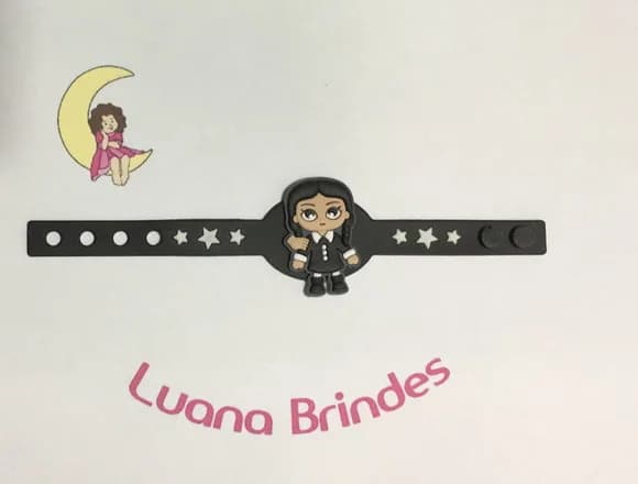 Pulseira Wandinha Addams Emborrachada 17,5 cm