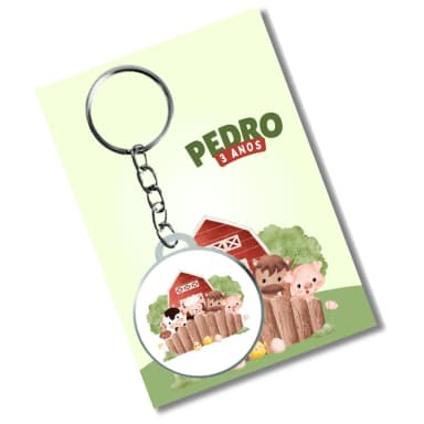 Chaveiro Fazendinha + card e eembalagem * adesivado