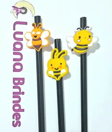 Lápis C/ponteira Abelhas Emborrachado 3cm Pacotes C/6 Peças
