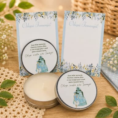 30 unidades de Vela Aromática na latinha Personalizada, Iemanja - Oxumare - Orixás e Entidades, fazemos qualquer tema.
