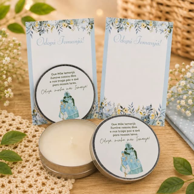 30 unidades de Vela Aromática na latinha Personalizada, Iemanja - Oxumare - Orixás e Entidades, fazemos qualquer tema.