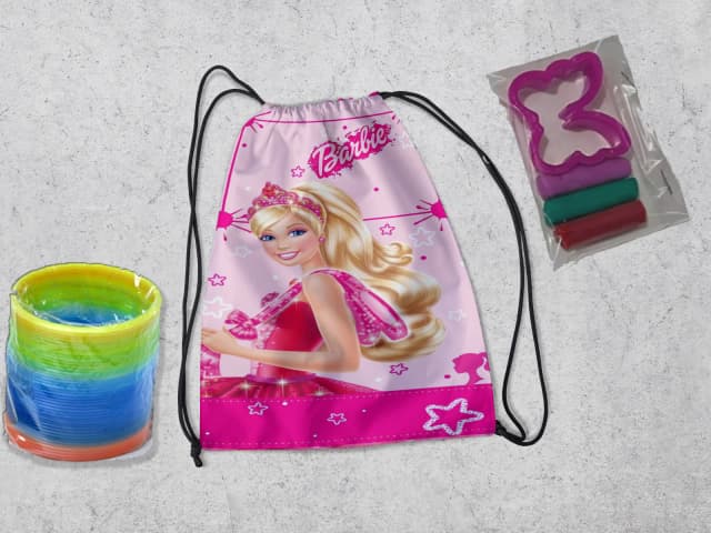 Kit Mochilinha + Mini Massinha de modelar e mola Maluca da Barbie