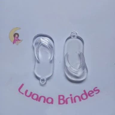 Chinelo Pingente Transparente Acrilico 5cm Pct 12 Unidades