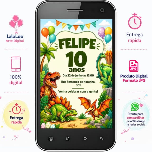 Convite Digital Dinossauro