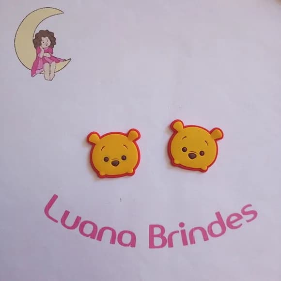 Aplique Ursinho Cabeça Pooh Emborrachado 2,5cm Pct 6 Unidade