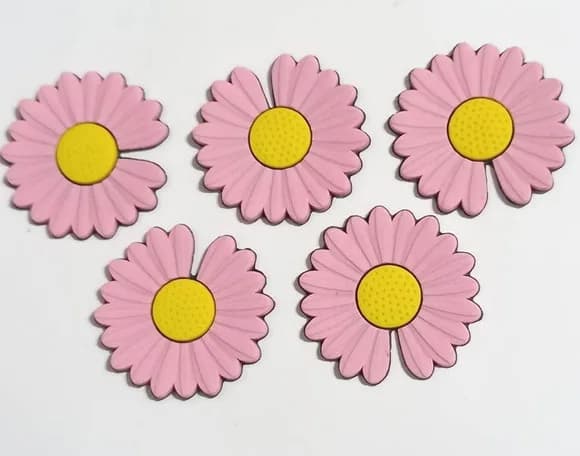 Aplique Flor Bem Me Quer Rosa Claro Emborrachado - 6 Peças