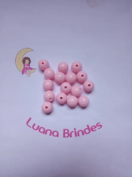 Bolinha Plástica Leitosa Rosa Bebe 10mm Pct 100 Unidades