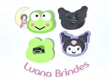 Ponteira P/lápis Keroppi e Kuromi Emborrachado 10 Unidades