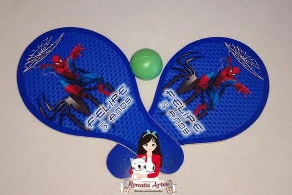 Raquetes de Ping Pong Tema Homem Aranha Azul