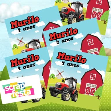Adesivo Personalizado Quadrado 5x5 Trator Fazendinha