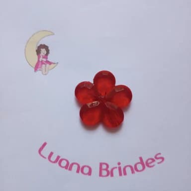 Flor Acrílico Vermelho Furo passante 3,3cm Pct 12 Unidades